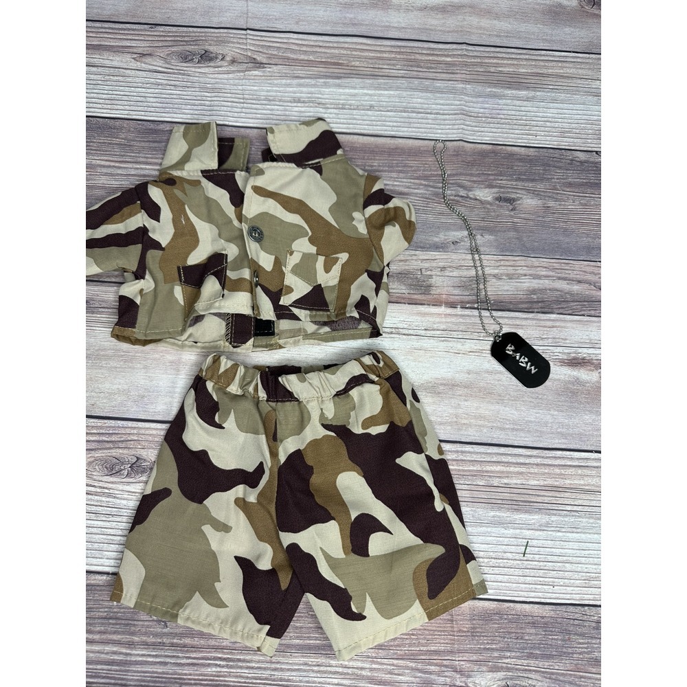 Build A Bear USA Military Camo Fatigues Uniform And Dog‎ Tags